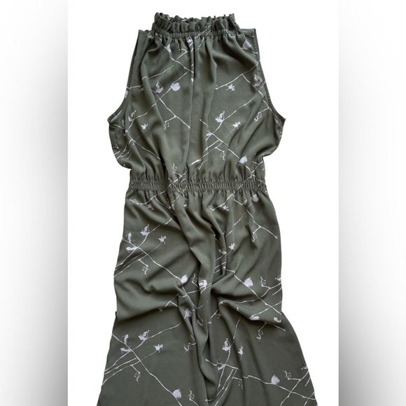 Prologue Target Olive Green Floral Halter Neck Midi Dress Medium Cottage Garden - Picture 3 of 9